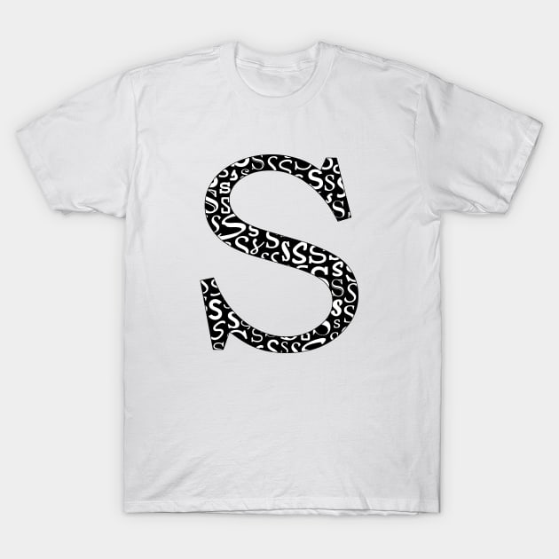 S Filled - Typography T-Shirt by gillianembers